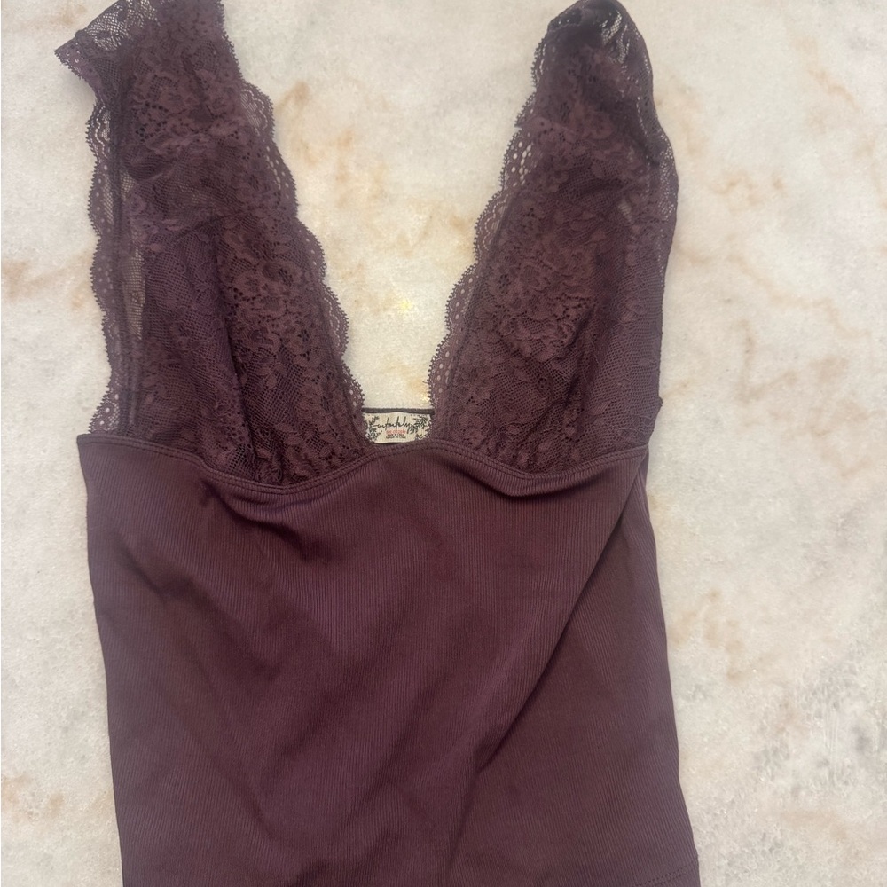 Free People Plum Lace Bodysuit